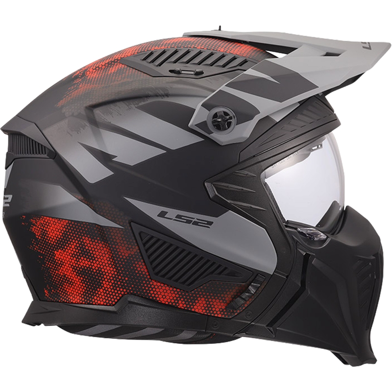 Casco de moto de trial LS2 OF606 Drifter Gas gris-rojo mate