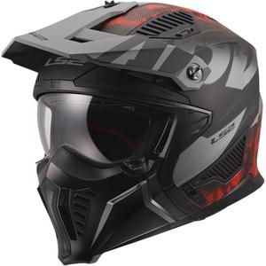 Casco de moto de trial LS2 OF606 Drifter Gas gris-rojo mate