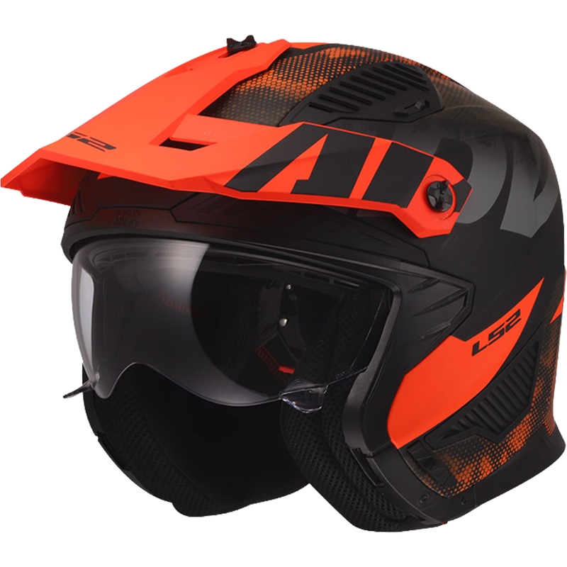 Casco de moto de trial LS2 OF606 Drifter Gas gris-naranja mate