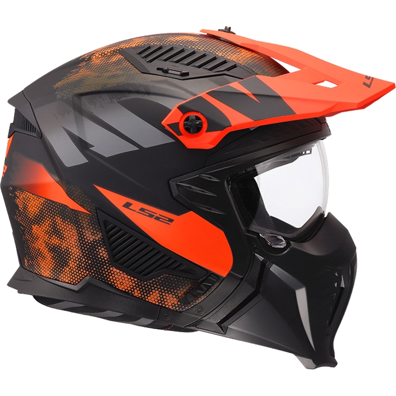 Casco de moto de trial LS2 OF606 Drifter Gas gris-naranja mate