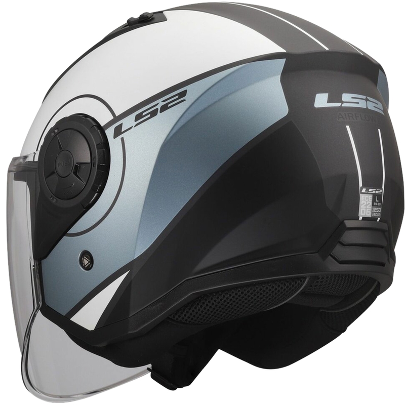 Casco de moto jet LS2 OF616 Airflow II Cover gris-azul mate