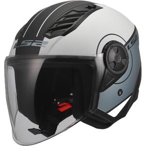 Casco de moto jet LS2 OF616 Airflow II Cover gris-azul mate