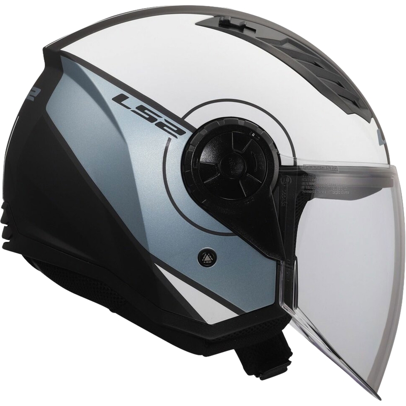Casco de moto jet LS2 OF616 Airflow II Cover gris-azul mate