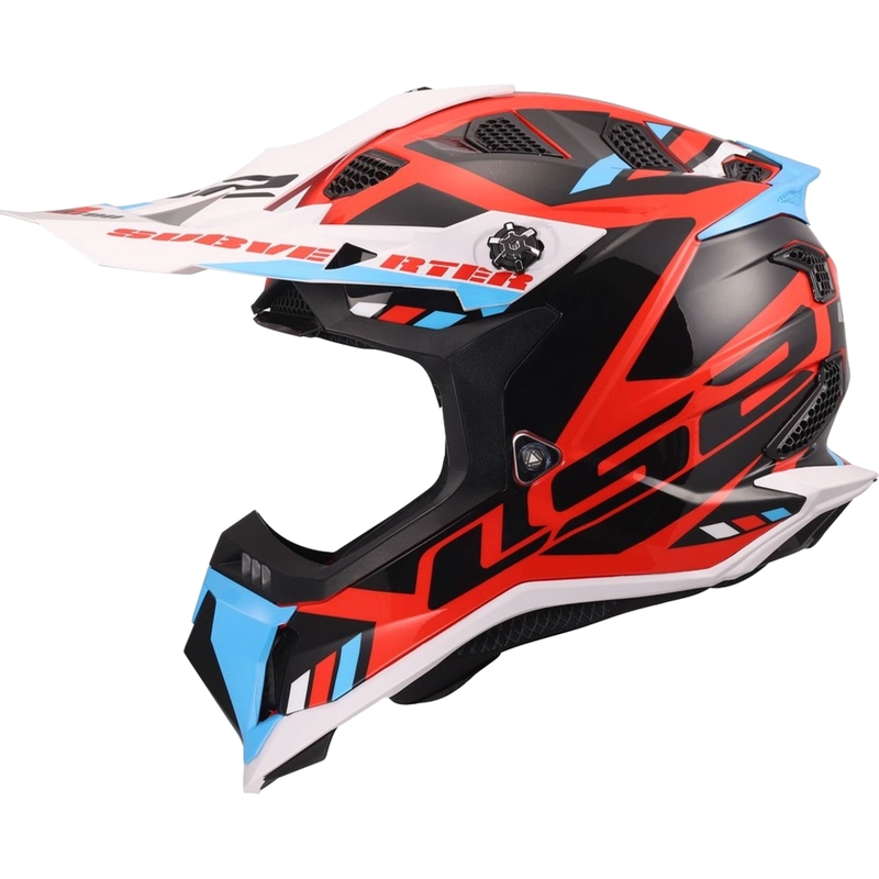 Casco de motocross LS2 MX700 Subverter Evo II Stomp blanco-azul-rojo brillante