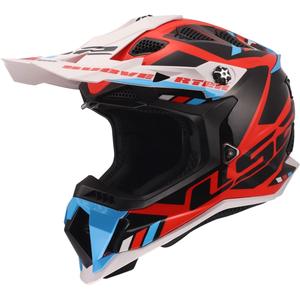 Casco de motocross LS2 MX700 Subverter Evo II Stomp blanco-azul-rojo brillante