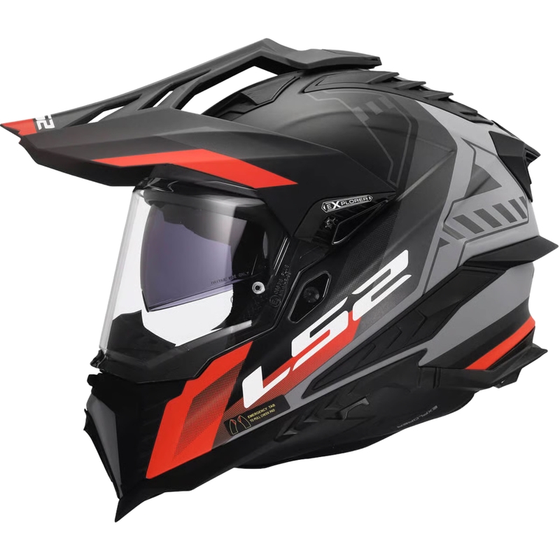 Casco de enduro LS2 MX701 Explorer Hexa negro mate-rojo-gris