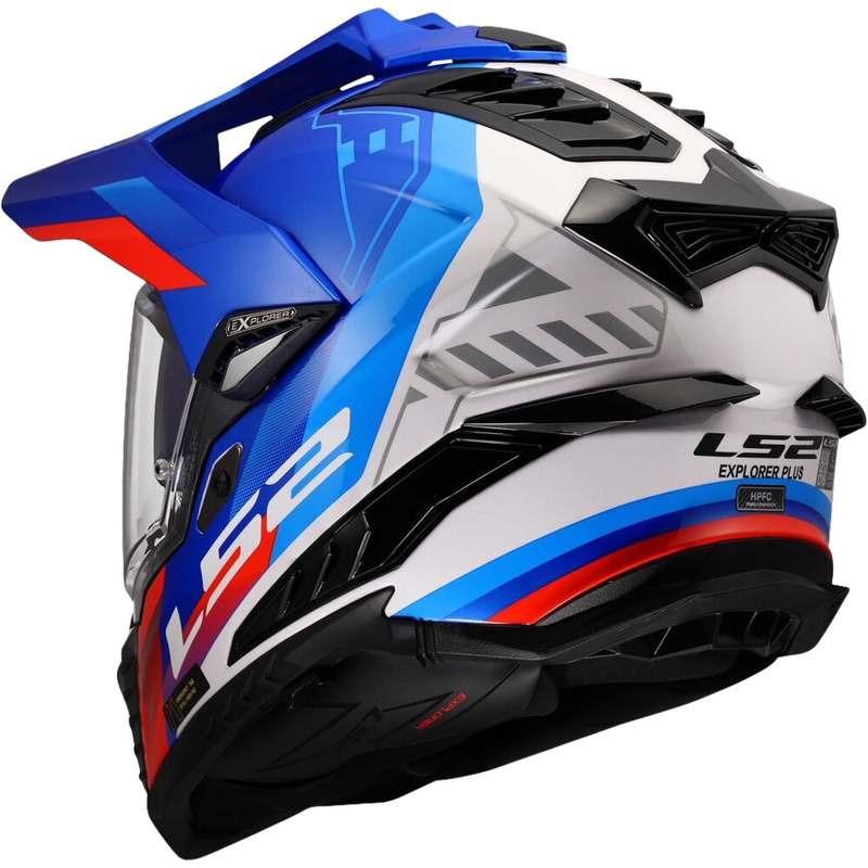 Casco de enduro LS2 MX701 Explorer Hexa blanco-azul-rojo brillante