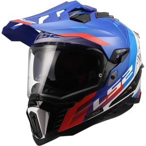 Casco de enduro LS2 MX701 Explorer Hexa blanco-azul-rojo brillante