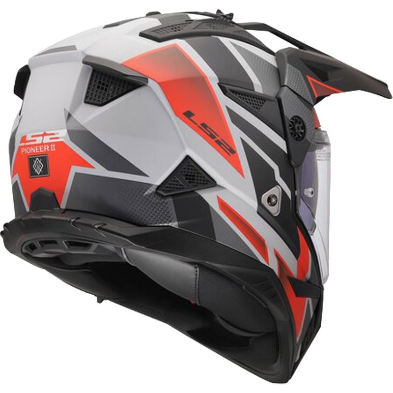 Casco de moto enduro LS2 MX702 Pioneer II Block gris-rojo mate