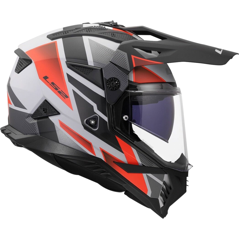 Casco de moto enduro LS2 MX702 Pioneer II Block gris-rojo mate
