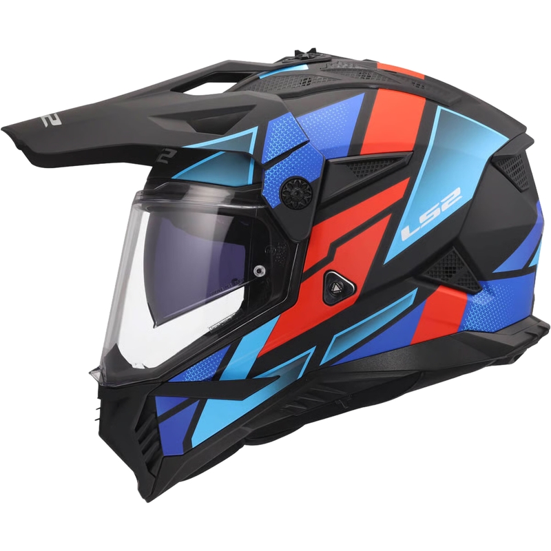 Casco de moto enduro LS2 MX702 Pioneer II Block negro mate-rojo-azul