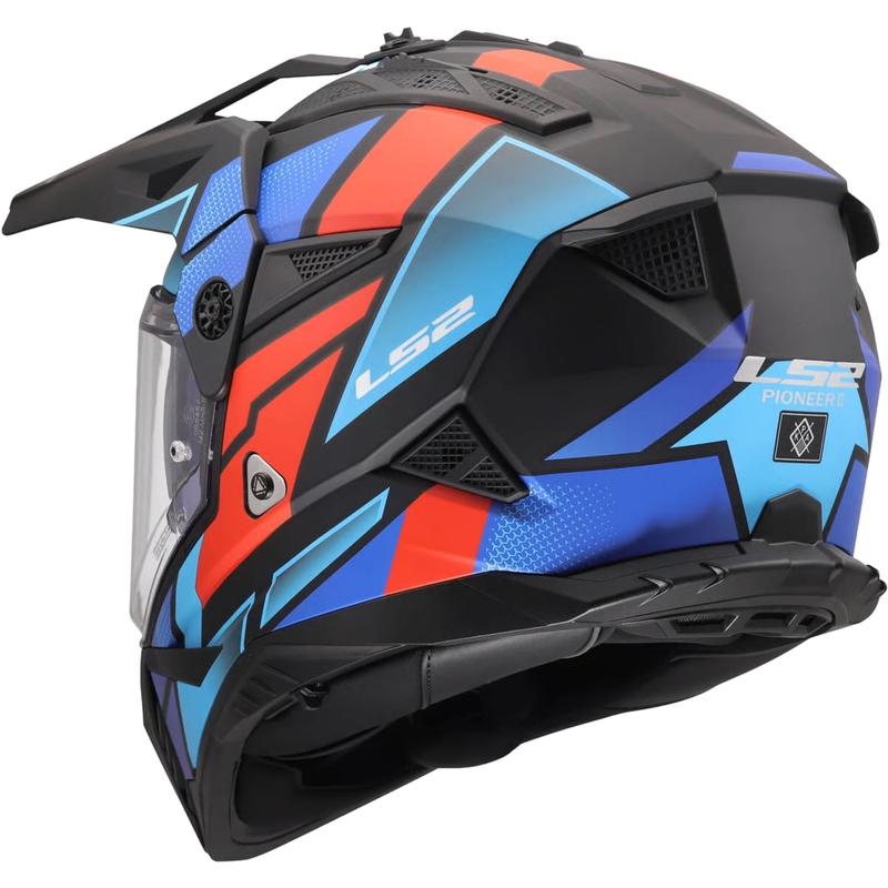Casco de moto enduro LS2 MX702 Pioneer II Block negro mate-rojo-azul