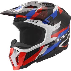 Casco de motocross LS2 MX703 X-Force Phantom blanco-azul-rojo brillante