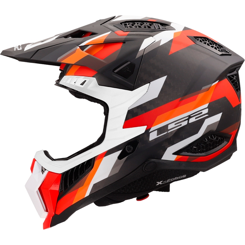 Casco de motocross LS2 MX703 X-Force Phantom naranja-rojo mate