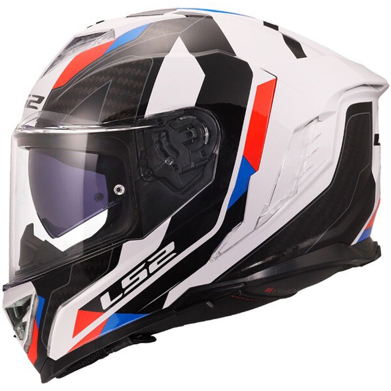 Casco integral de motocicleta LS2 FF818 Storm III Sports blanco-azul-rojo brillante