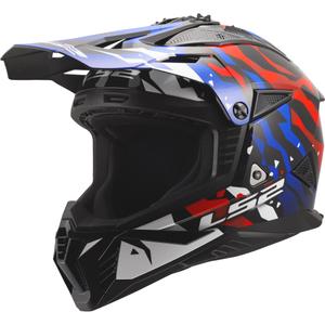 Casco de motocross LS2 MX708 Fast II Grotesk blanco-azul-rojo brillante