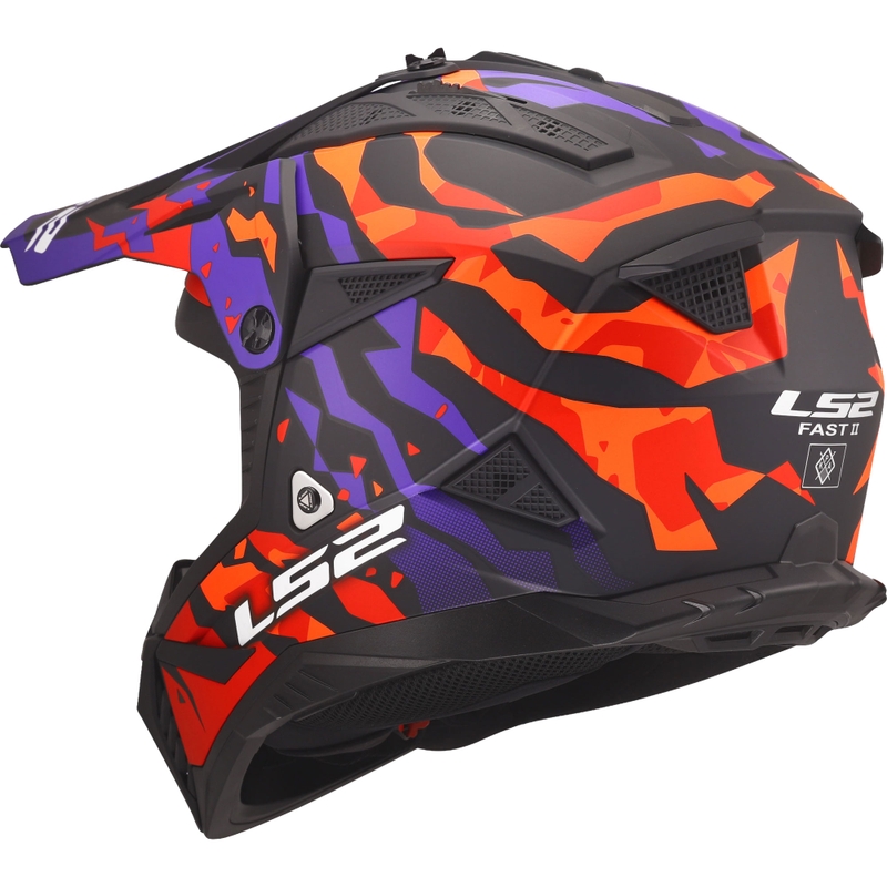 Casco de motocross LS2 MX708 Fast II Grotesk morado-naranja mate