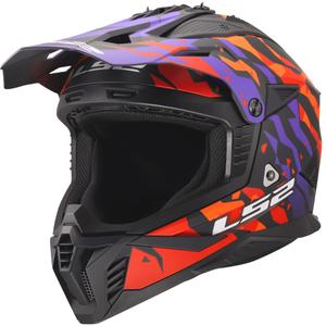 Casco de motocross LS2 MX708 Fast II Grotesk morado-naranja mate