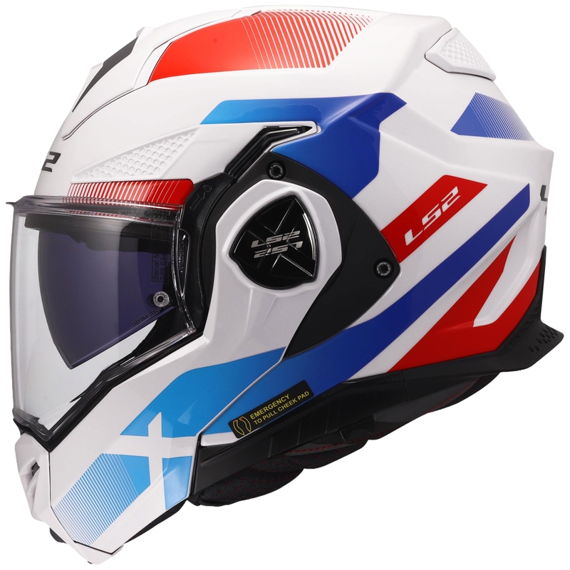 Casco de moto abatible LS2 FF901 Advant X Nova blanco-azul-rojo brillante
