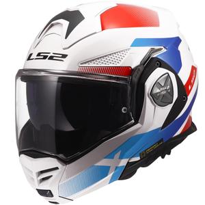 Casco de moto abatible LS2 FF901 Advant X Nova blanco-azul-rojo brillante