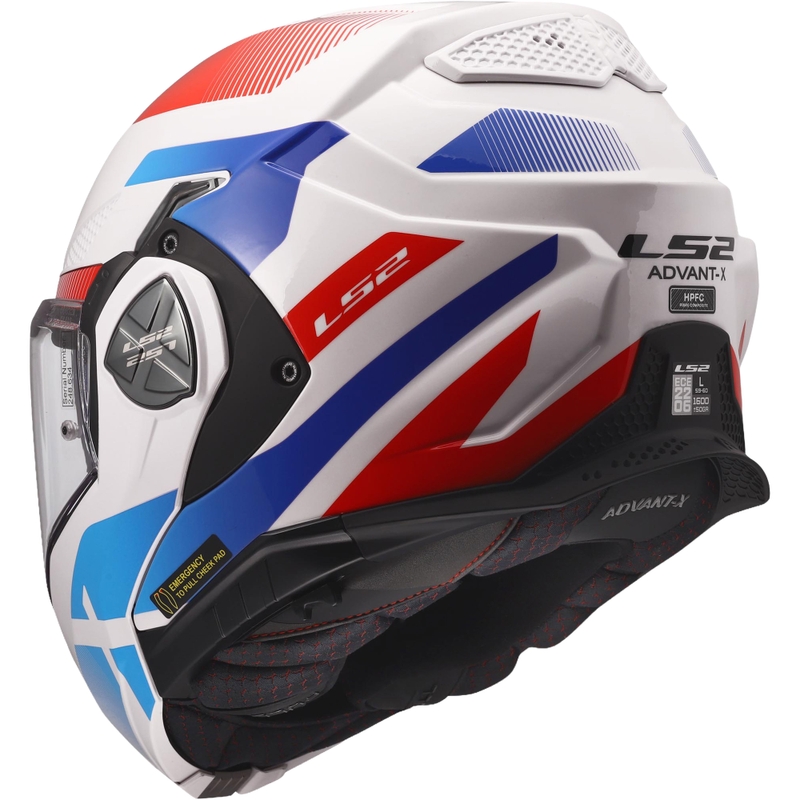 Casco de moto abatible LS2 FF901 Advant X Nova blanco-azul-rojo brillante