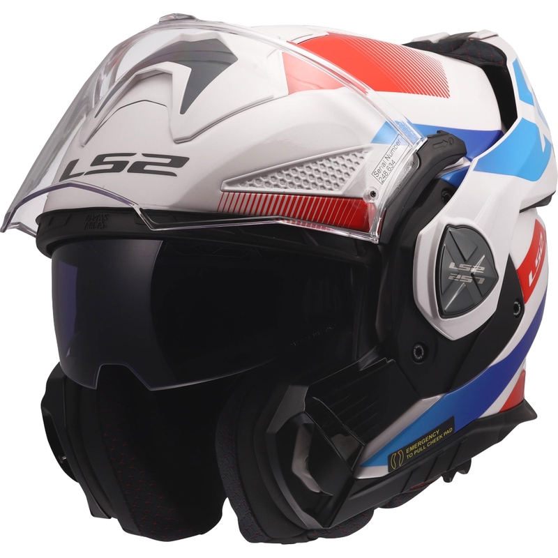 Casco de moto abatible LS2 FF901 Advant X Nova blanco-azul-rojo brillante