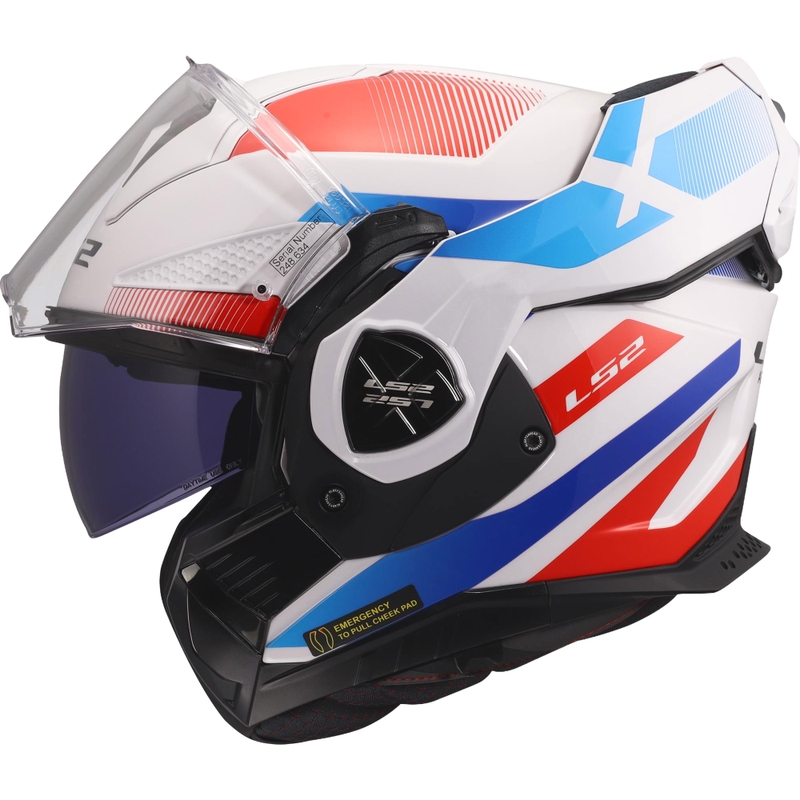 Casco de moto abatible LS2 FF901 Advant X Nova blanco-azul-rojo brillante