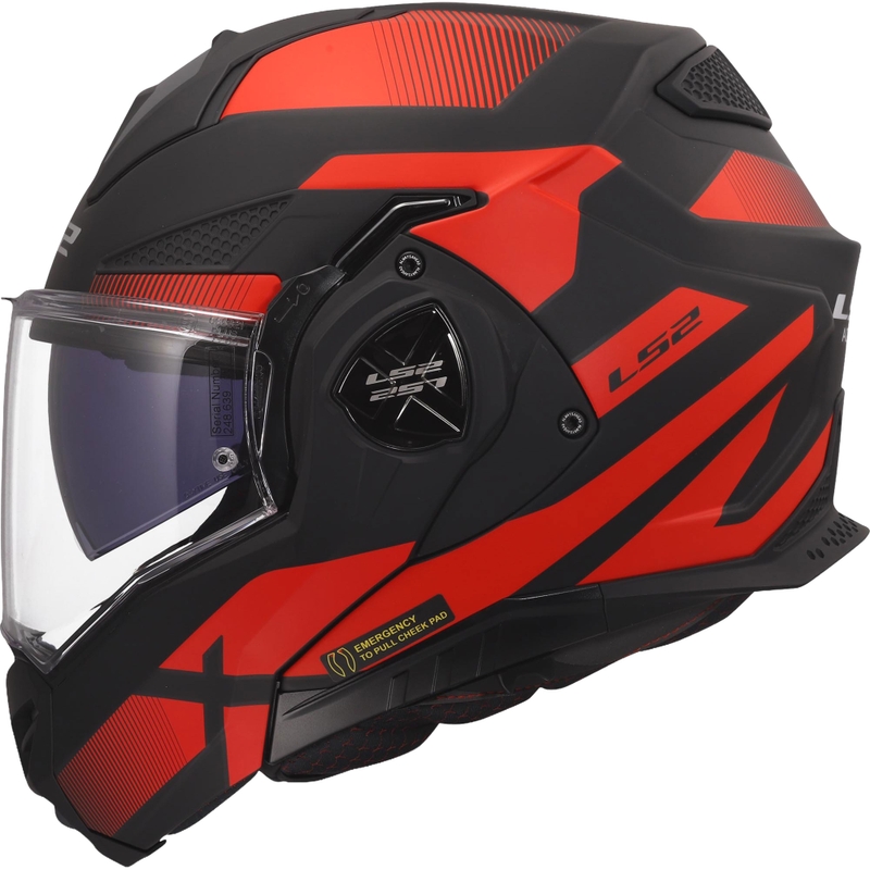 Casco de moto abatible LS2 FF901 Advant X Nova negro mate-rojo