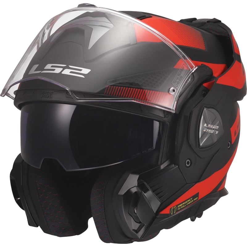 Casco de moto abatible LS2 FF901 Advant X Nova negro mate-rojo