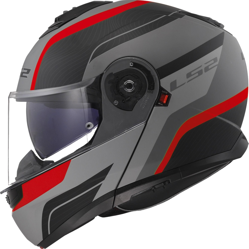 Casco abatible LS2 FF908 Strobe II Monza negro mate-gris-rojo