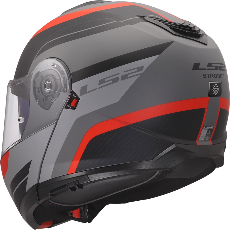 Casco abatible LS2 FF908 Strobe II Monza negro mate-gris-rojo