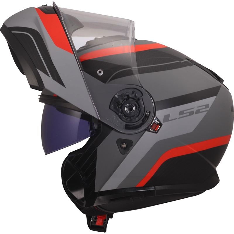 Casco abatible LS2 FF908 Strobe II Monza negro mate-gris-rojo