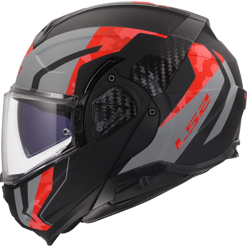 Casco de moto abatible LS2 FF910 Advant II Glide negro mate-gris-rojo