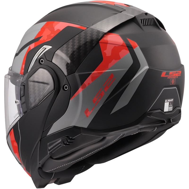 Casco de moto abatible LS2 FF910 Advant II Glide negro mate-gris-rojo