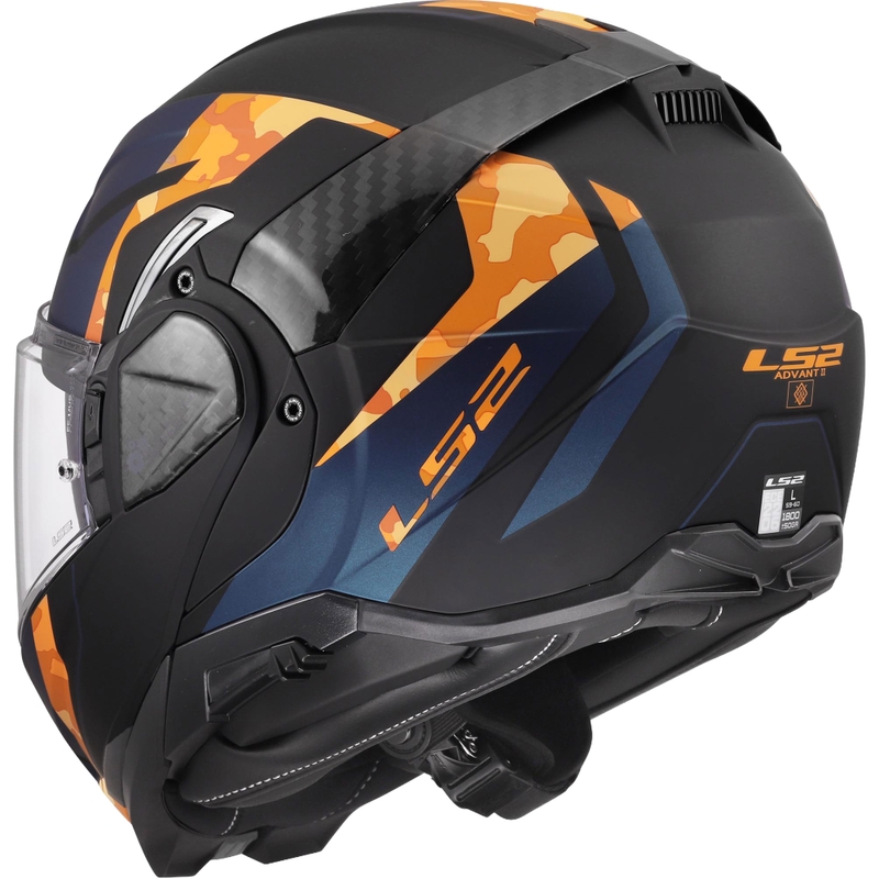 Casco de moto abatible LS2 FF910 Advant II Glide negro mate-naranja