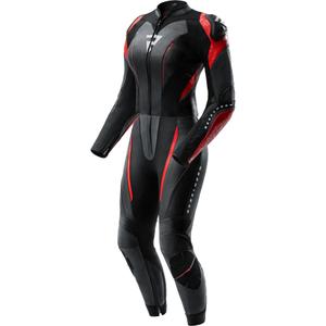 Traje de moto de cuero de dos piezas para mujer Rebelhorn Diva RS negro-rojo