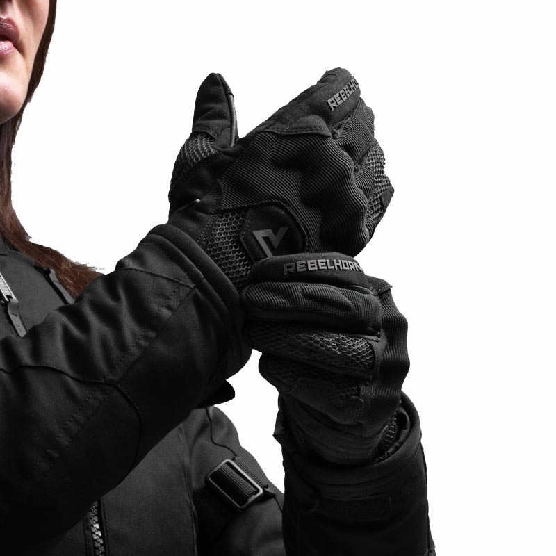 Guantes de moto para mujer Rebelhorn Core negro