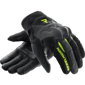 Guantes de moto para mujer Rebelhorn Core negro-gris-amarillo fluo