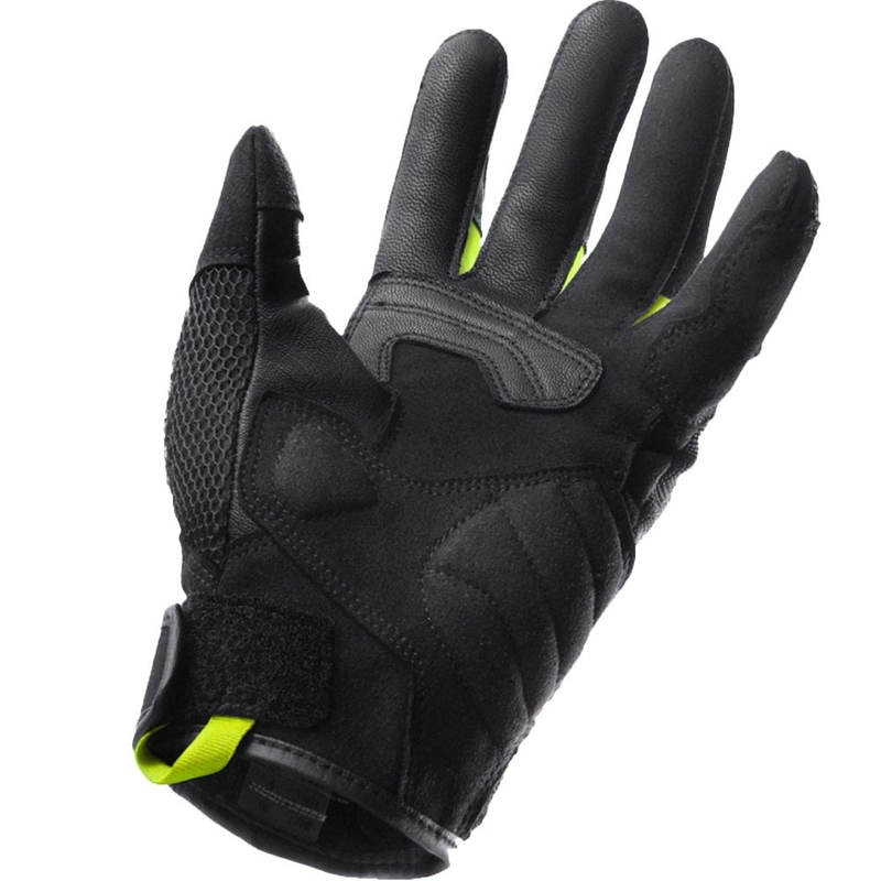 Guantes de moto para mujer Rebelhorn Core negro-gris-amarillo fluo
