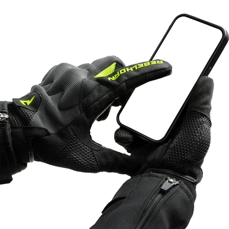 Guantes de moto para mujer Rebelhorn Core negro-gris-amarillo fluo