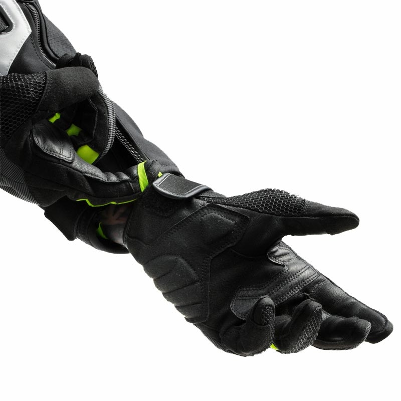 Guantes de moto para mujer Rebelhorn Core negro-gris-amarillo fluo