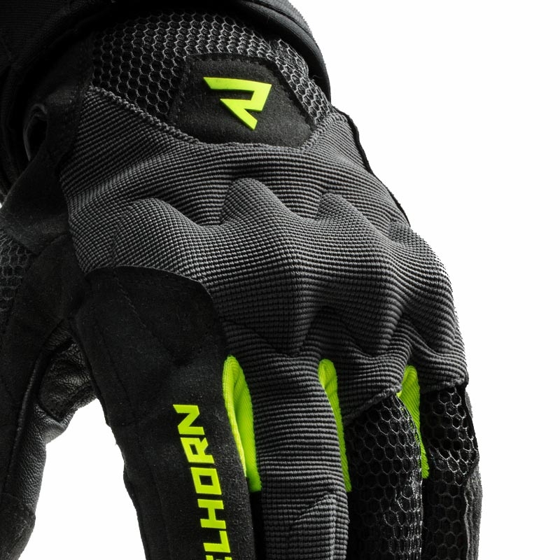 Guantes de moto para mujer Rebelhorn Core negro-gris-amarillo fluo