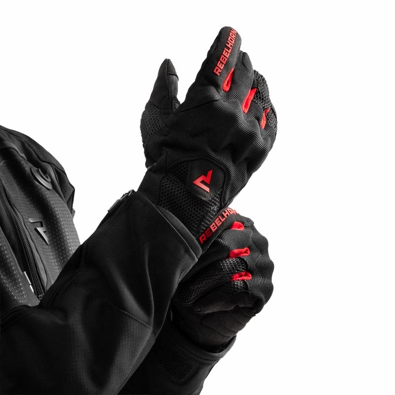 Guantes de moto Rebelhorn Core negro-rojo