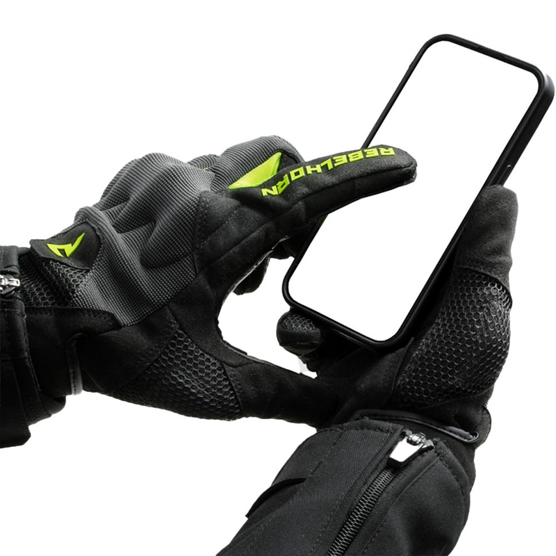 Guantes de moto Rebelhorn Core negro-gris-amarillo fluo