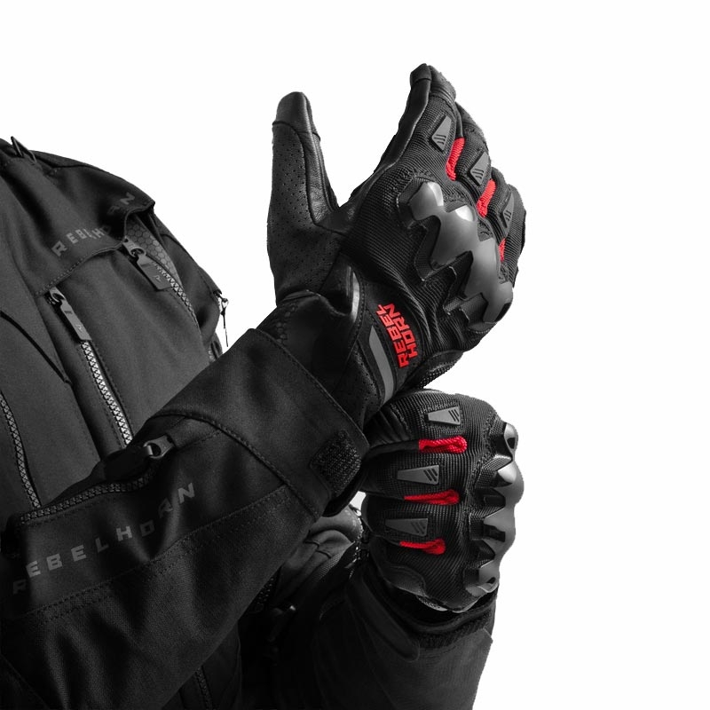 Guantes de moto Rebelhorn Defender negro-rojo