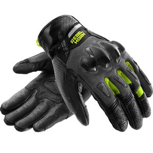 Guantes de moto Rebelhorn Defender negro-gris-amarillo fluorescente
