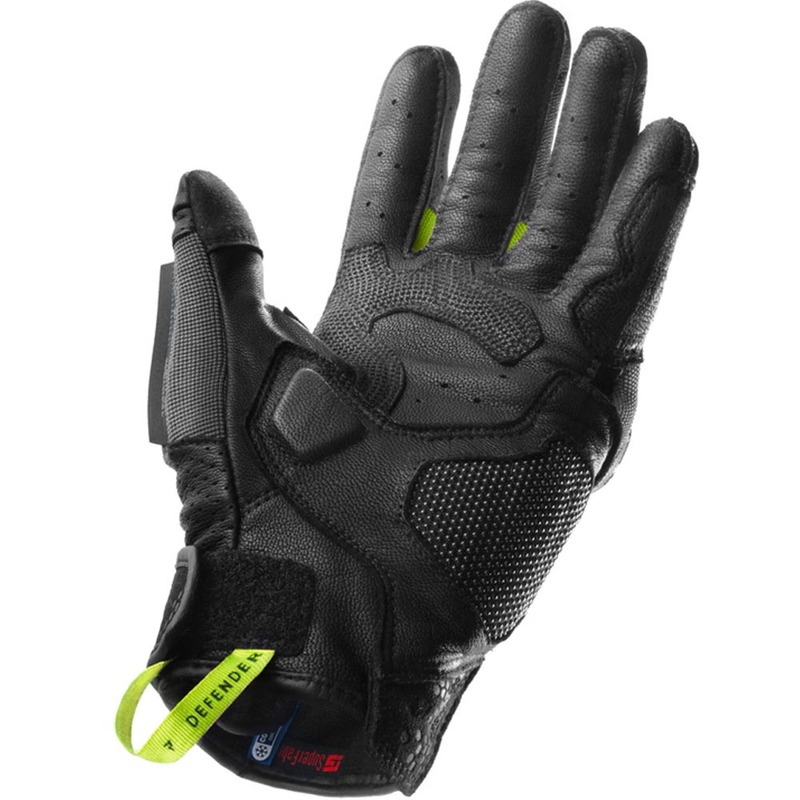 Guantes de moto Rebelhorn Defender negro-gris-amarillo fluorescente