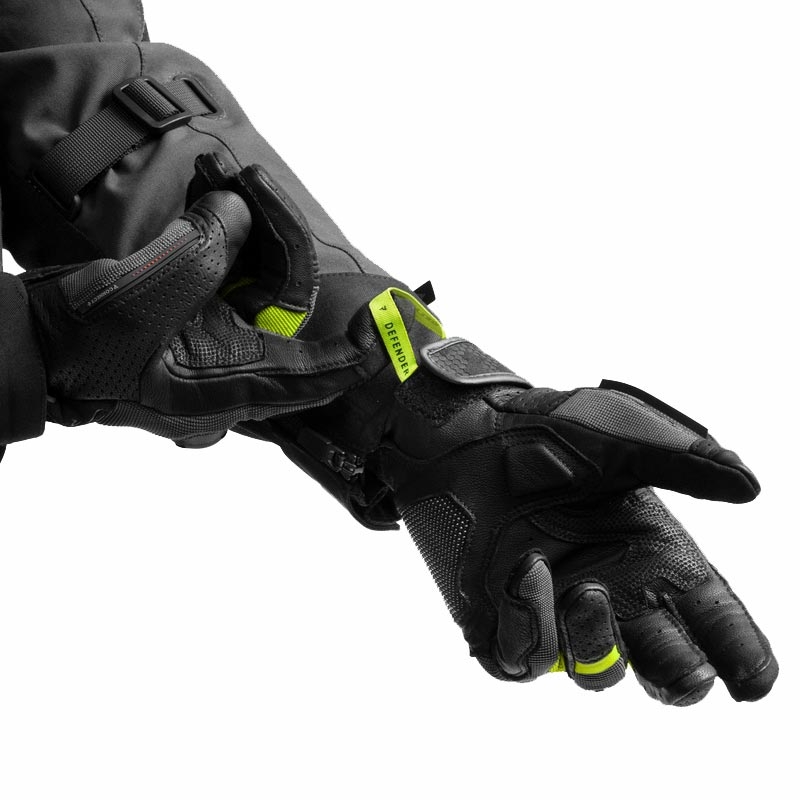 Guantes de moto Rebelhorn Defender negro-gris-amarillo fluorescente