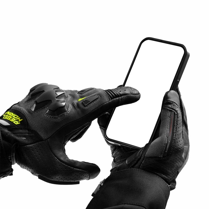 Guantes de moto Rebelhorn Defender negro-gris-amarillo fluorescente