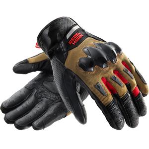Guantes de moto Rebelhorn Defender color arena, negro y rojo